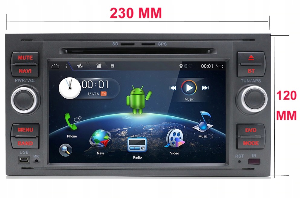 Radio Android 12 DVD GPS FORD Mondeo Focus Kuga PL Komunikacja Bluetooth GPS Wi-Fi