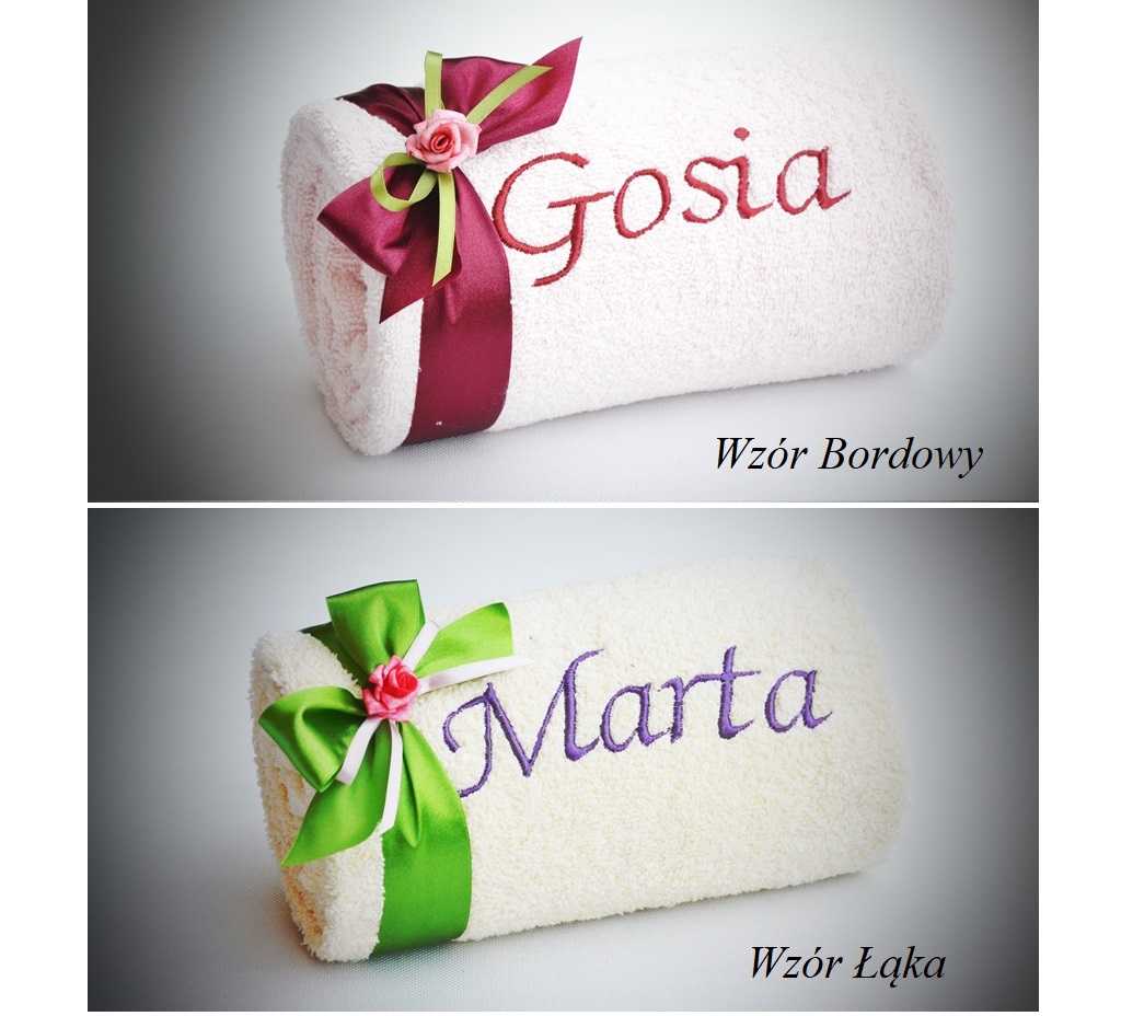 Prezent na Dzień Kobiet Ręcznik z Imieniem Haftem Z dedykacją Tak