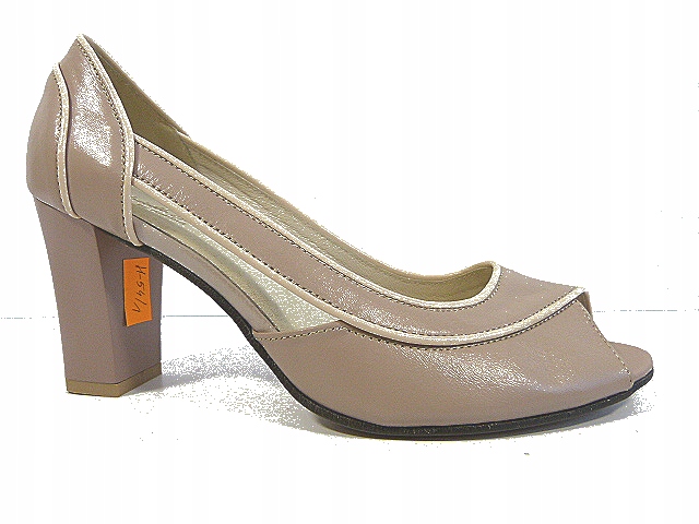 Dámské lodičky na podpatku Kanbut 37 pudrové kožené pohodlné K9