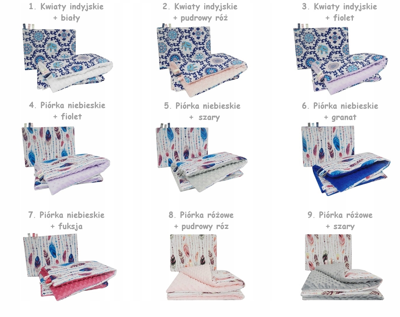 KOMPLET KOCYK MINKY 75x100 + PODUSZKA DUŻO WZORÓW! Kod producenta Komplet