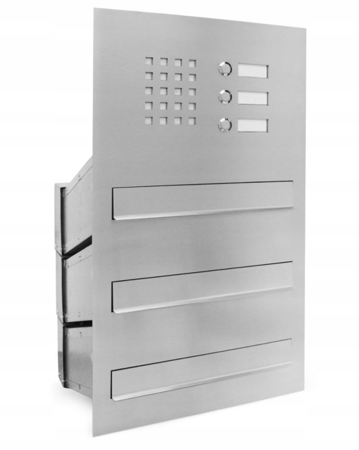 Poštovní schránka průchozí trojitá inox interkom
