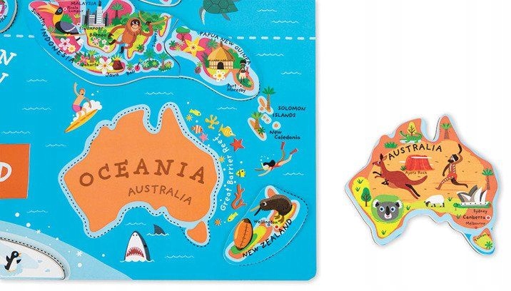 Janod Puzzle magnetyczne Mapa świata Materiał drewno