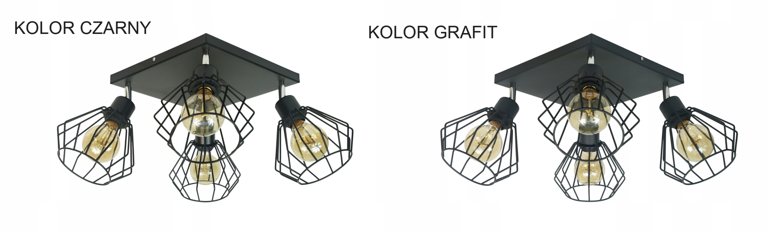 LAMPA SUFITOWA CZARNA BRYLANT DIAMENT WISZĄCA ŻYRANDOL LOFT EDISON LED E27 Kolor czarny