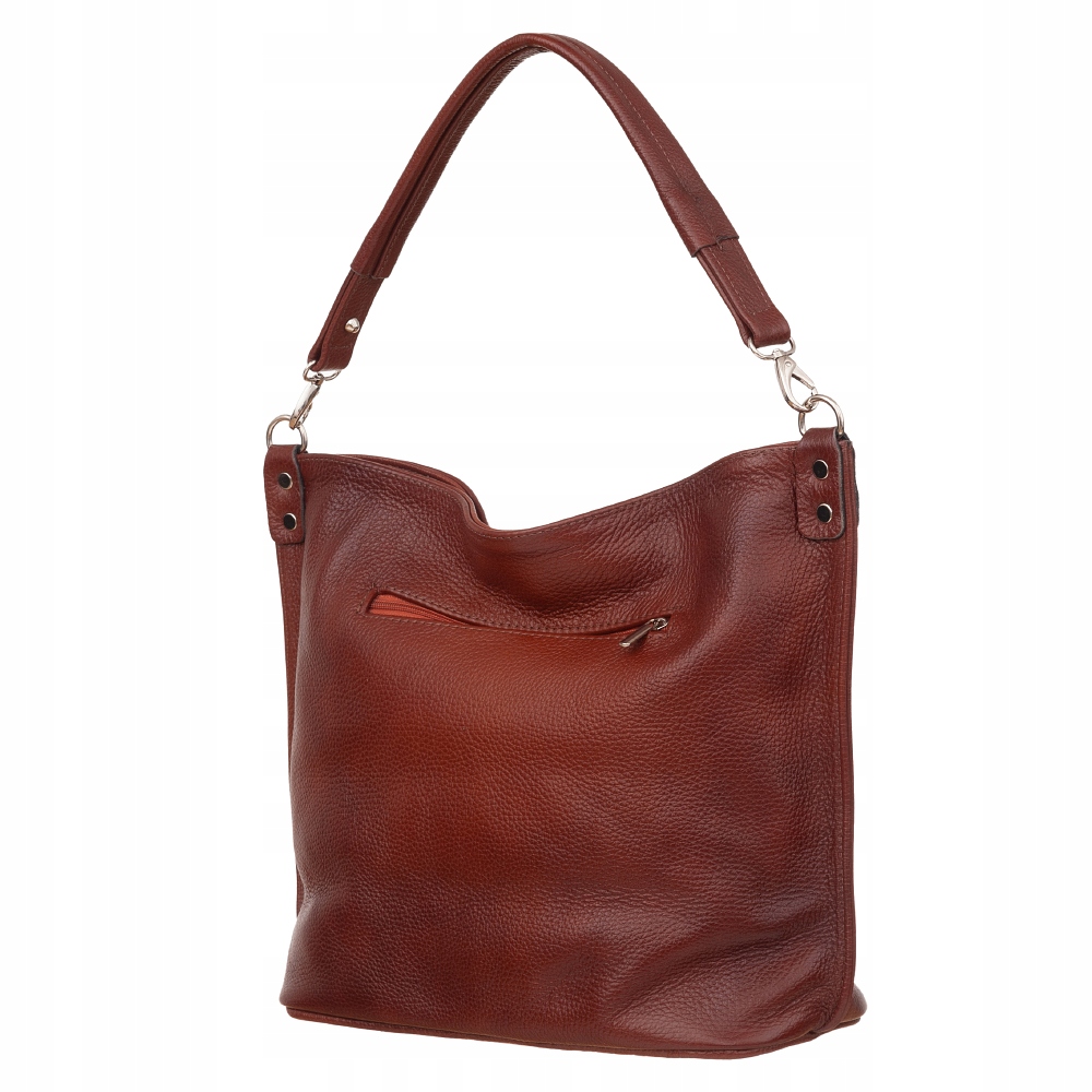 brązowa torebka SKÓRA SHOPPER SKÓRZANA TORBA WOREK SKÓRA NATURALNA A4 Marka inna