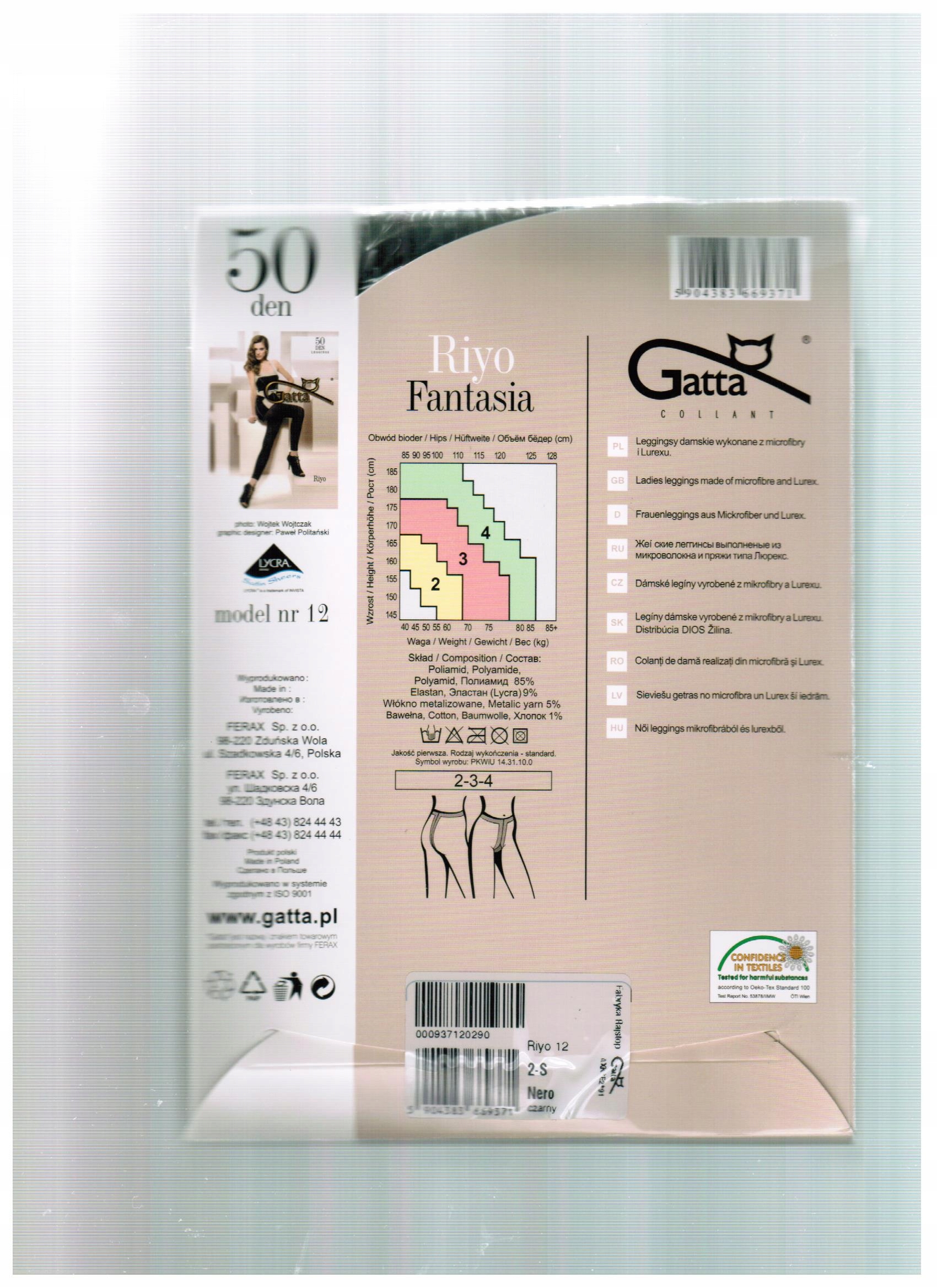 Leggins Riyo 12, Gatta, Nero-Silver, 2-S Płeć kobieta