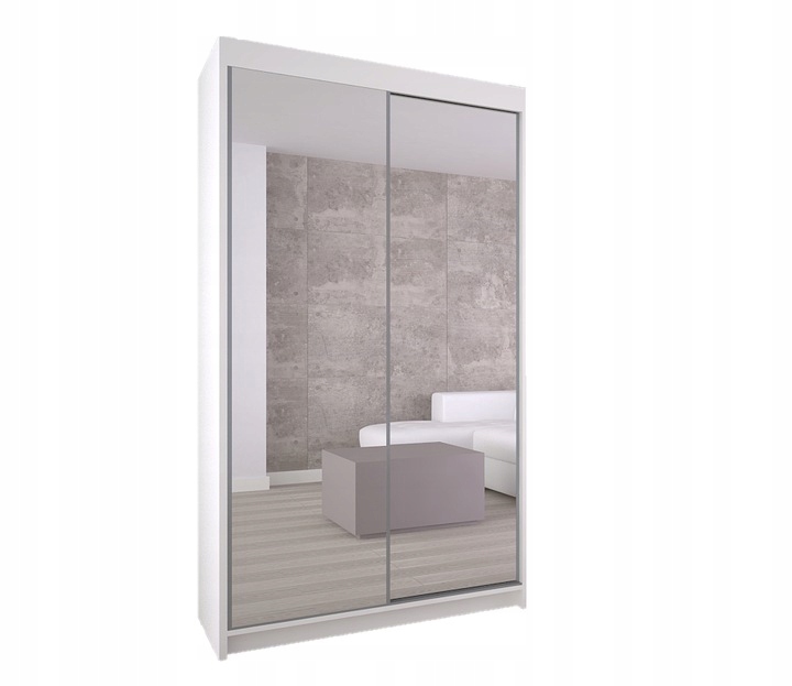 

Szafa 120 cm biała lustro dwoje drzwi półki D120