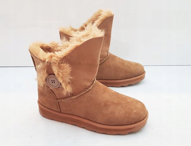 BRĄZOWE ESKIMOSKI ŚNIEGOWCE MUKLUKI BOTKI 38 Materiał zewnętrzny skóra ekologiczna