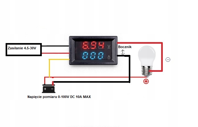 Woltomierz Amperomierz 0-100V 0-10A DC 0.28" Kod producenta DSN-VC288