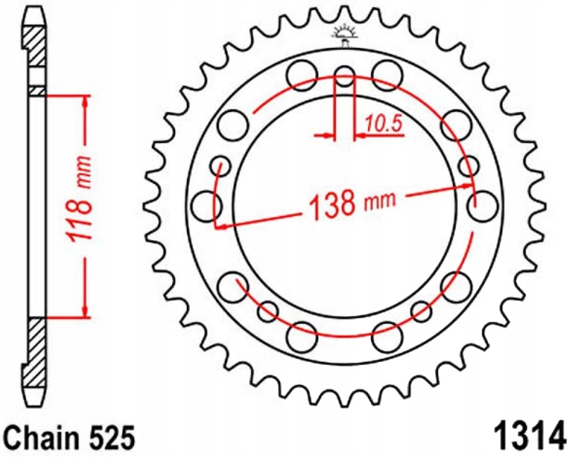 Zadní ozubení 525 Jtr 39Z Honda Cbr 400 Rr 90-99