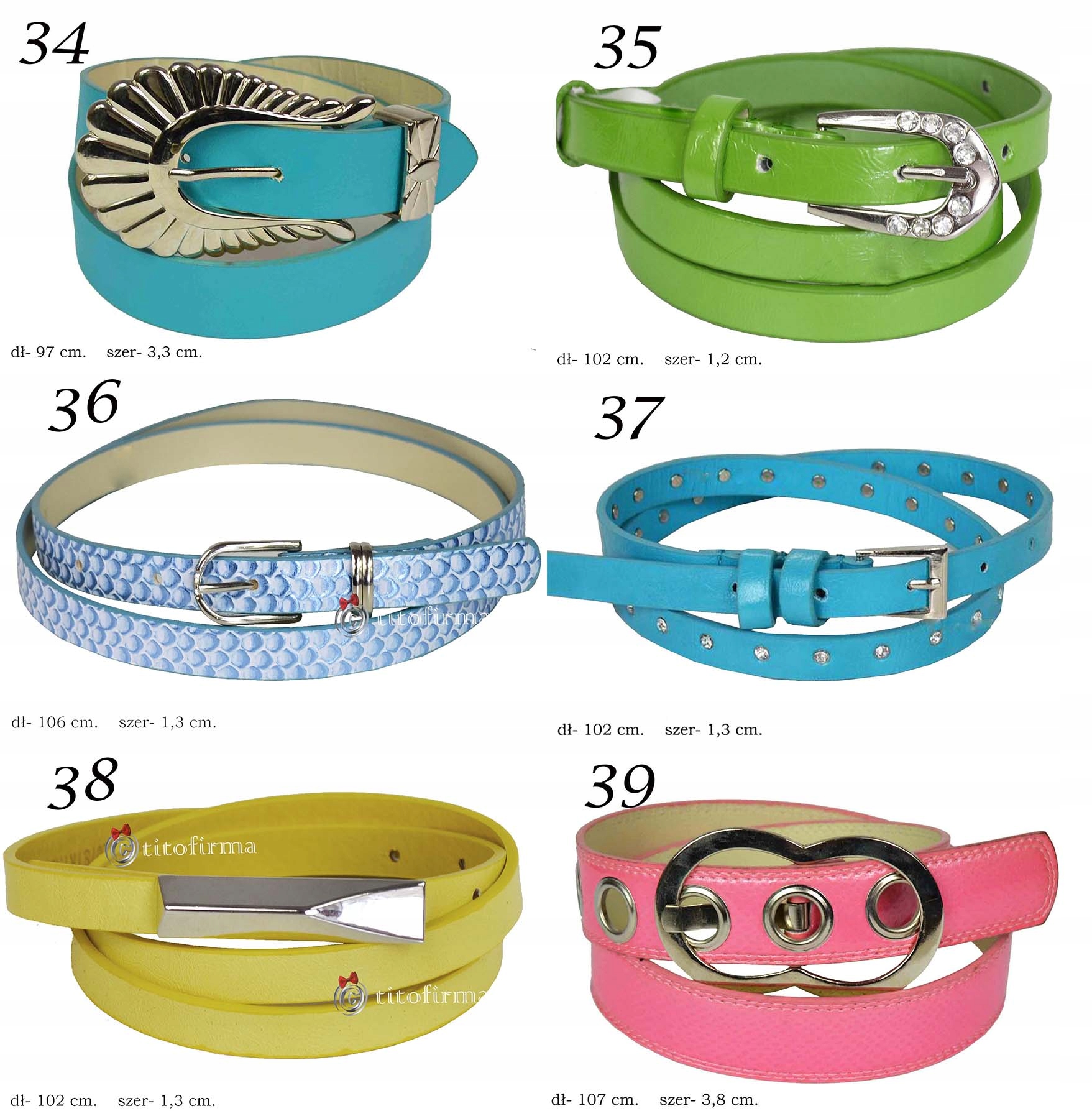 Wąski Pasek Damski PASKI DAMSKIE z Klamerką Wzór dominujący inny wzór