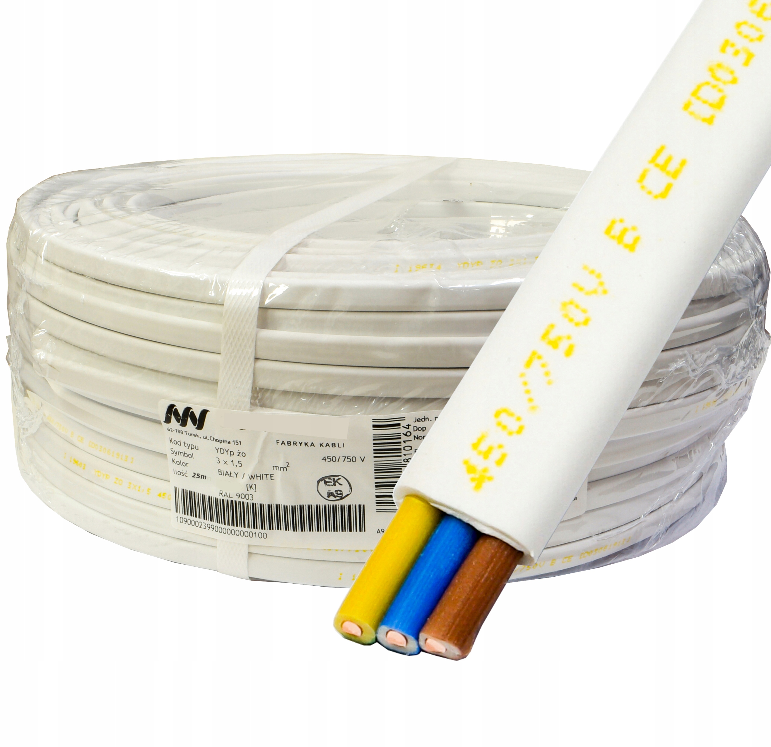 Plochý kabel YDYp 3x1,5mm Cu 750V 3x1,5 450/750V měděný drát 25m