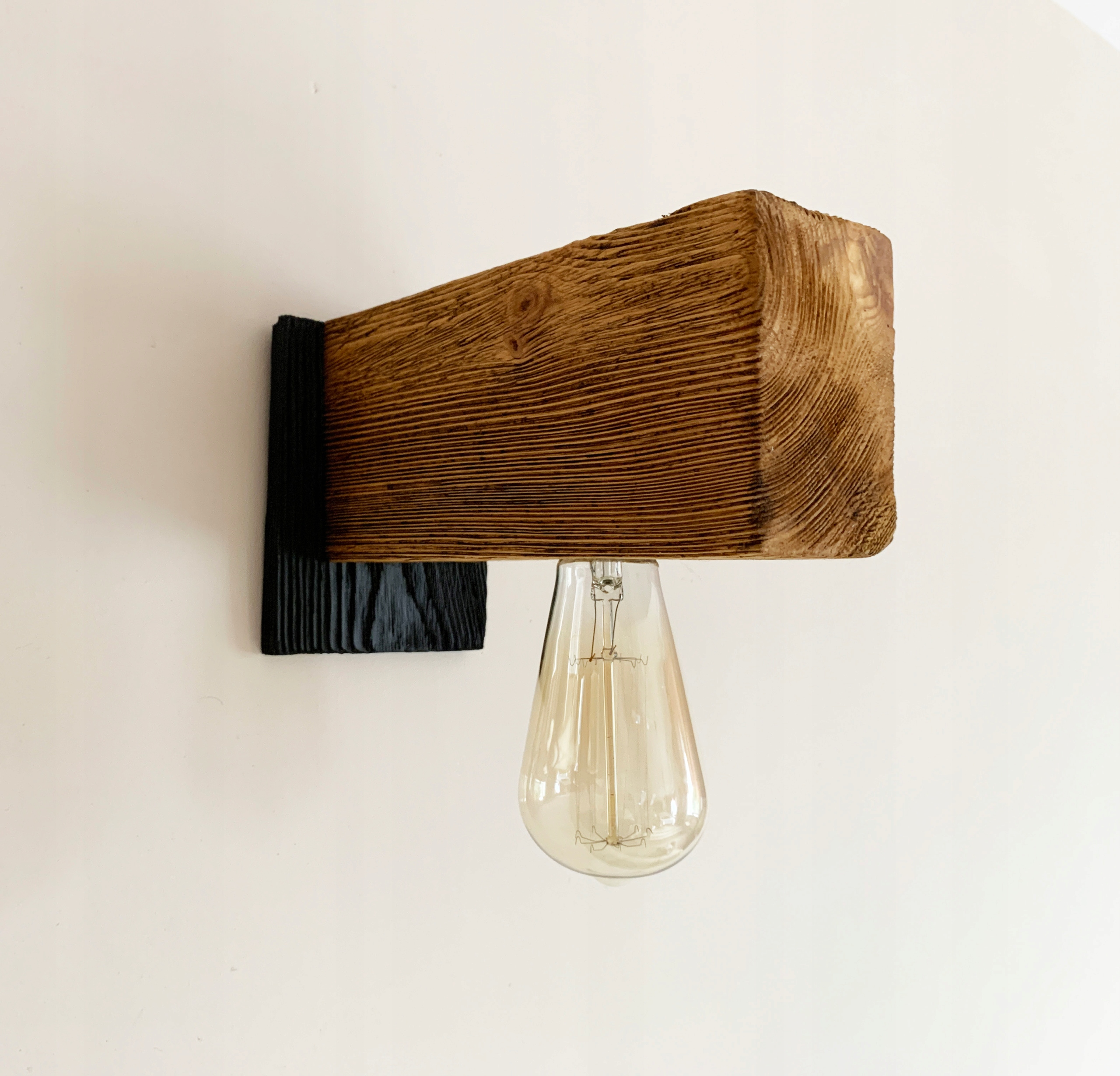 Kinkiet drewniany lampa loft scienna z przewodem Długość/wysokość 20 cm