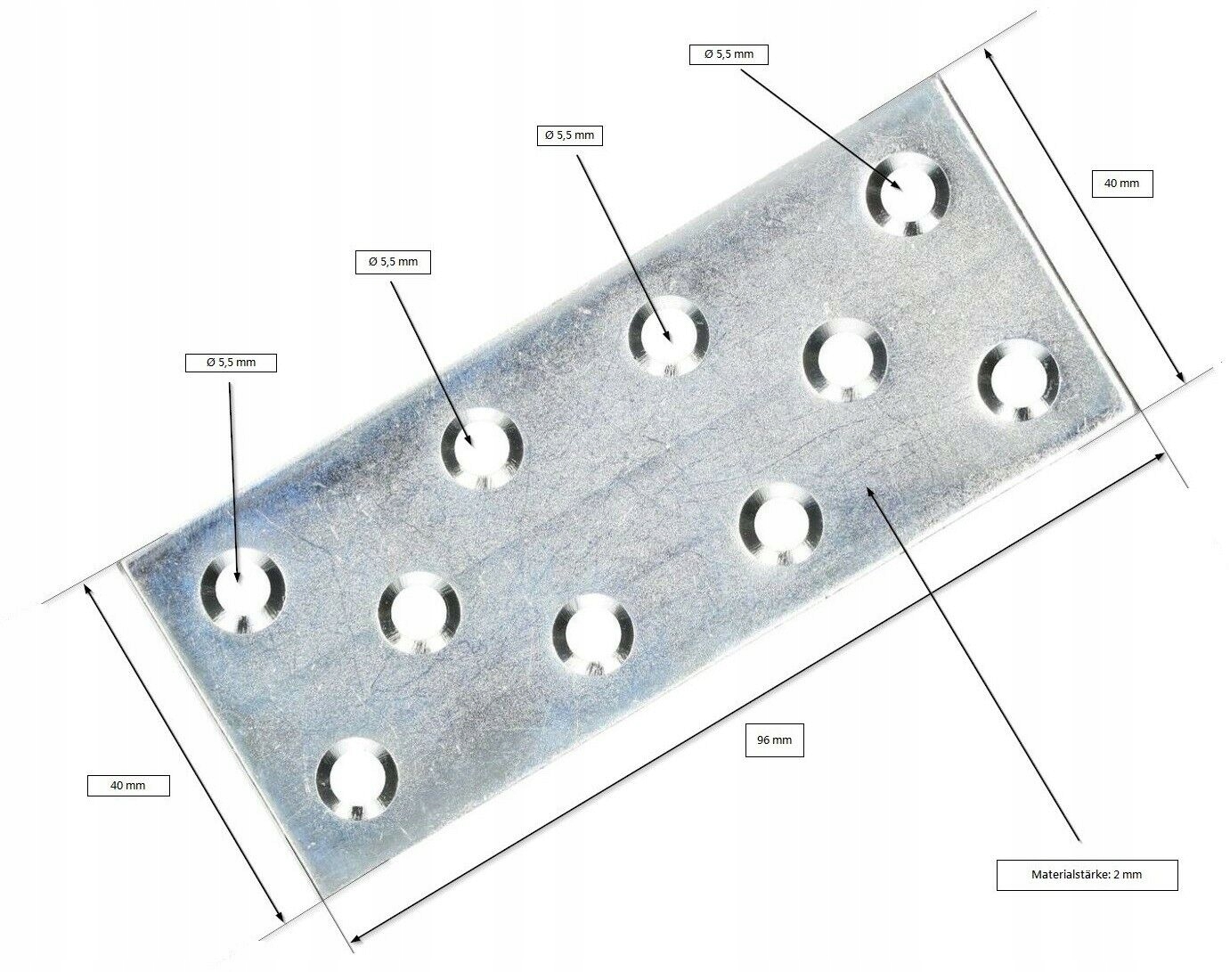 PŁYTKA PERFOROWANA ŁĄCZNIK PŁASKI OCYNK 96x40 Kod producenta 1111