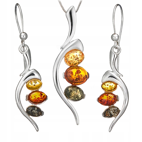 

Komplet z Bursztynu zestaw biżuterii Łańcuszek