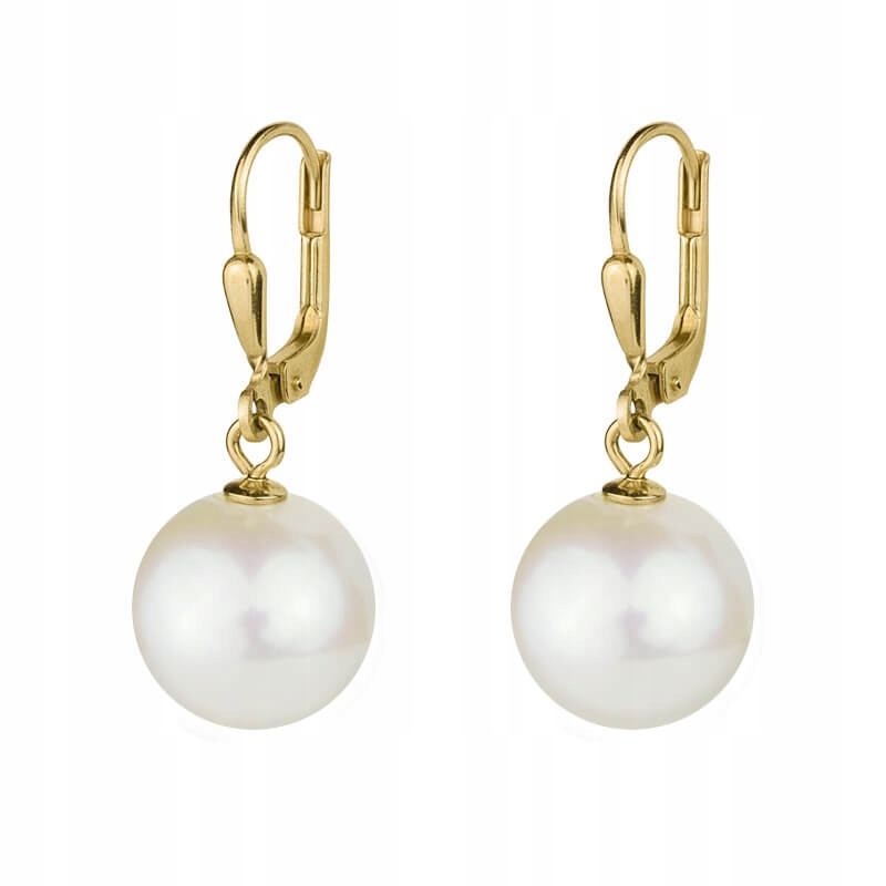 Taktní Zlaté Náušnice S Perlami, Bílé Perly