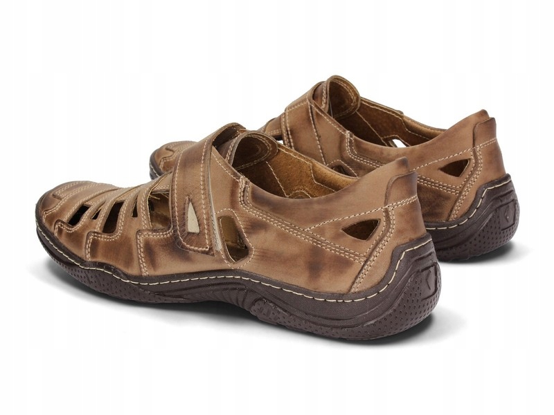 SANDAŁ PÓŁBUT NA RZEPY SKÓRA POLSKIE 910 BRĄZ 47 Długość wkładki 30.5 cm