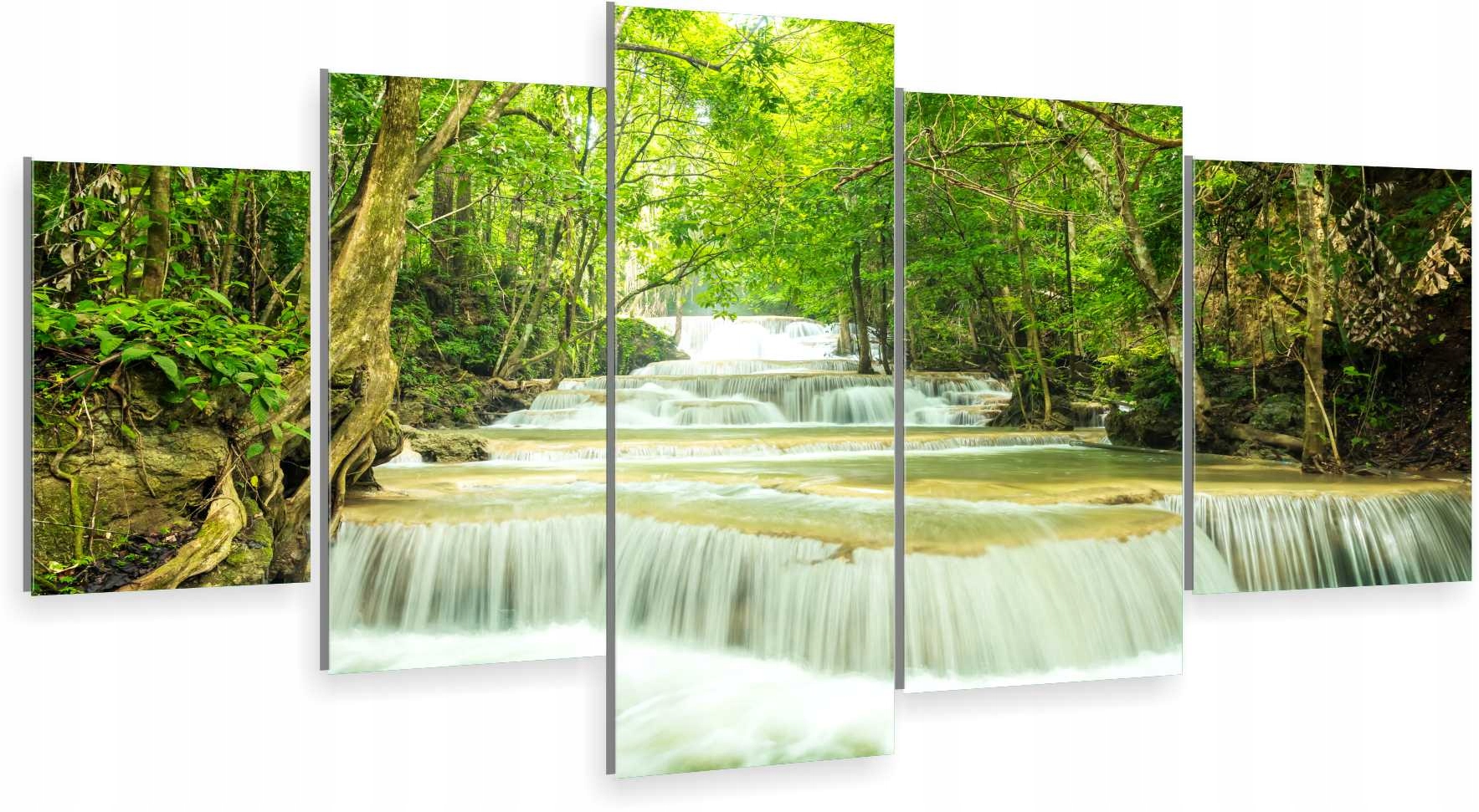 

Tryptyk 5-CZĘŚCI Na Ścianę Wodospad Potok Las 800
