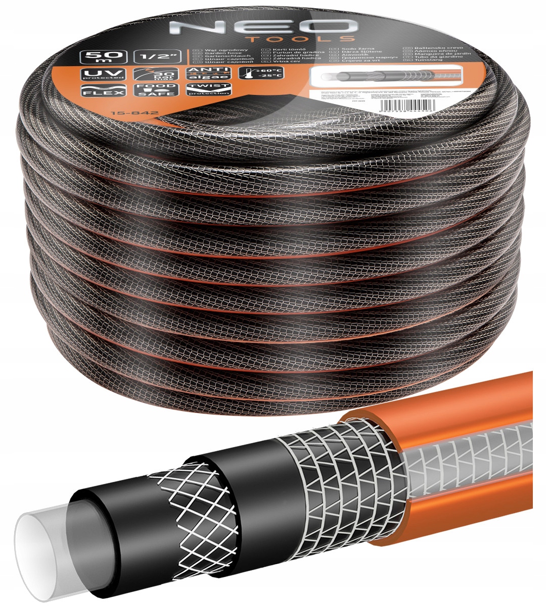 

Neo Wąż Ogrodowy 6-WARSTWOWY 30BAR 1/2'' 50M Profi
