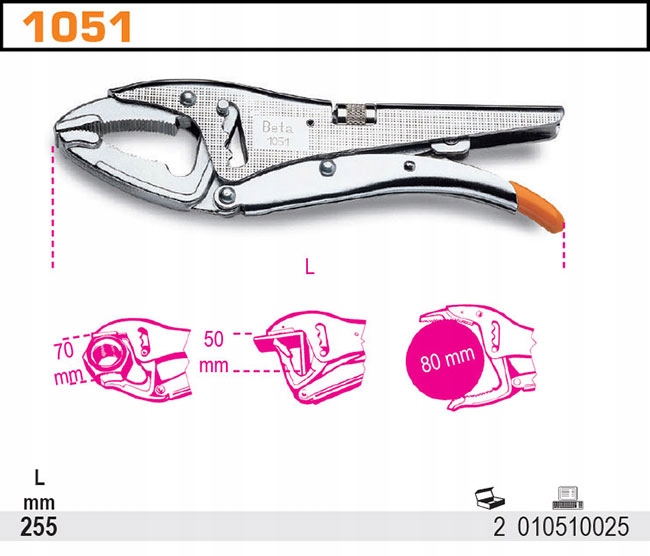 РЕГУЛИРУЕМЫЕ САМОБЛОКИРУЮЩИЕСЯ ПЛОСКОГУБЦЫ 255MM BETA 1051
