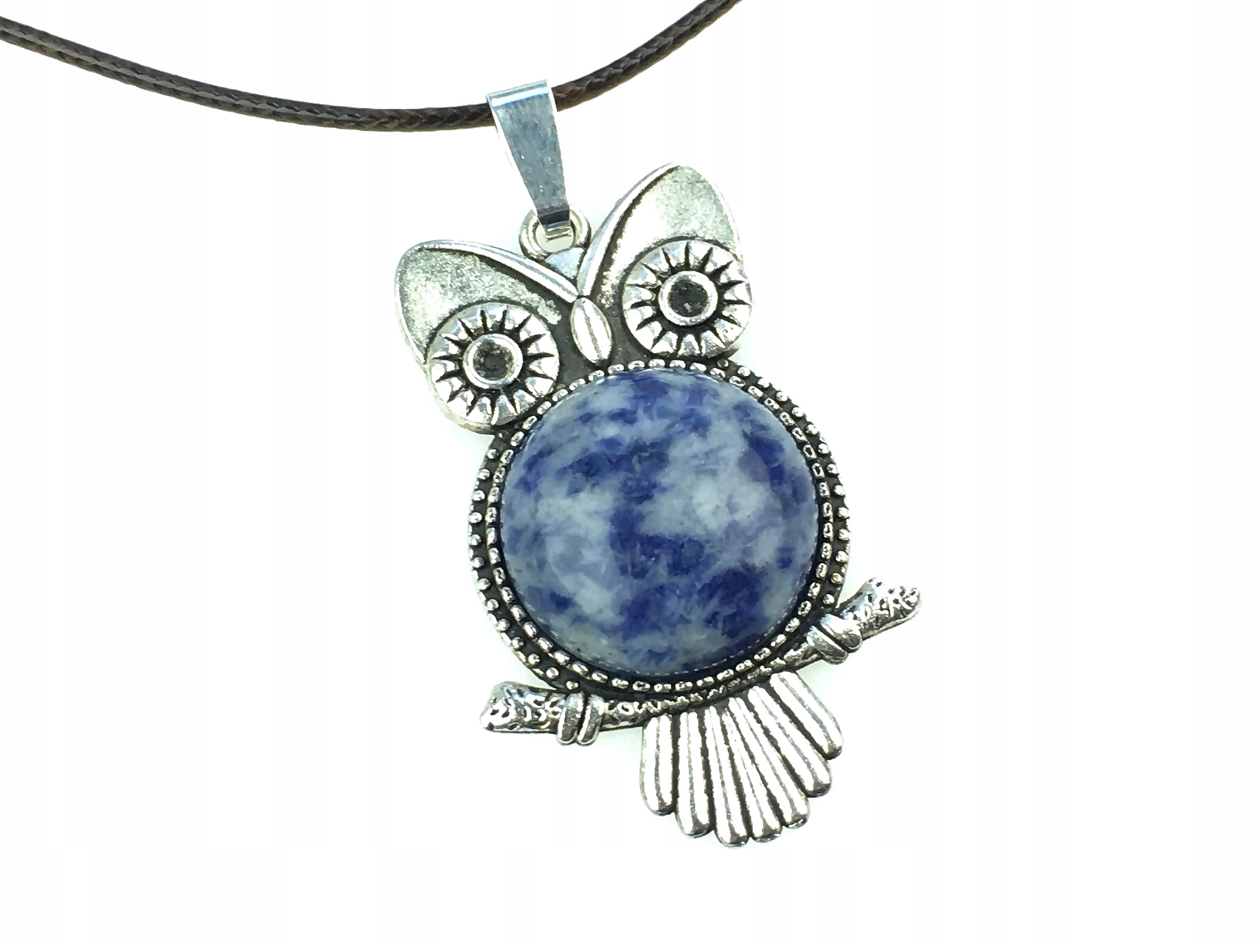 

naszyjnik zawieszka sowa kamień sodalit gratis!