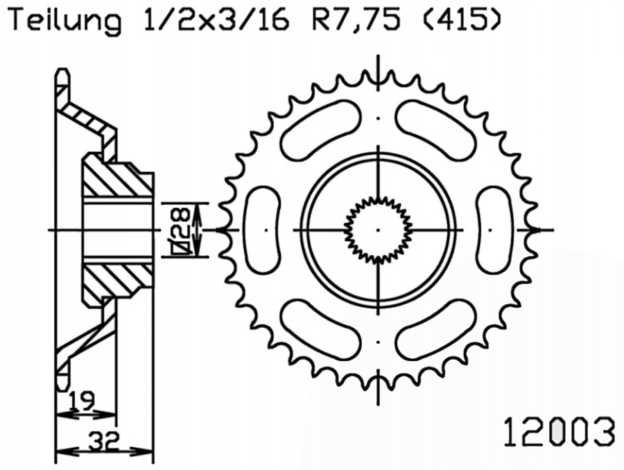 Zadní ozubení 43-45Z Aprilia Rs 50 Extrema/Replica