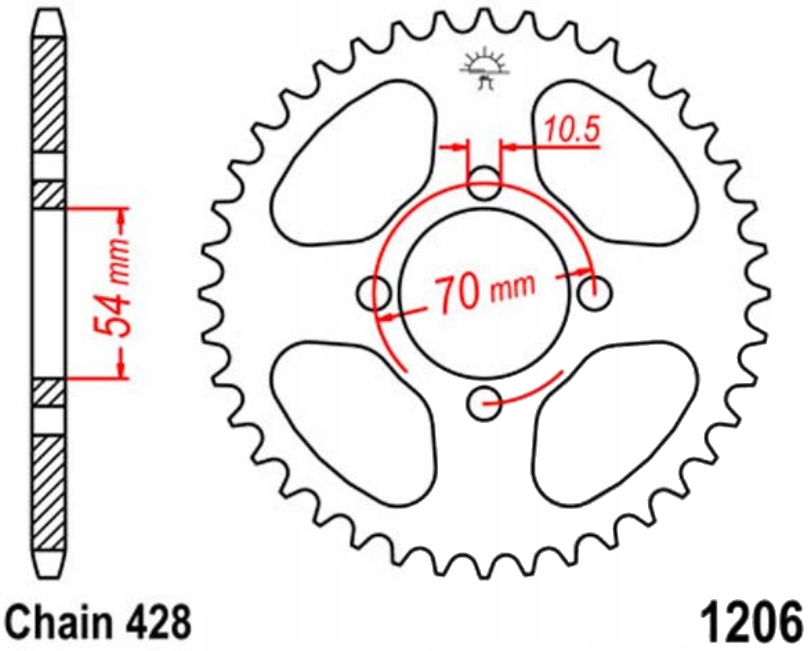 Zadní ozubené kolo Jt R1206 42 44Z Honda Cbr 125 Rs