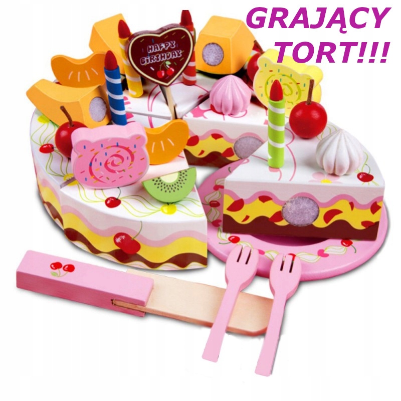 

Tort urodzinowy drewniany do krojenia z dodatkami!