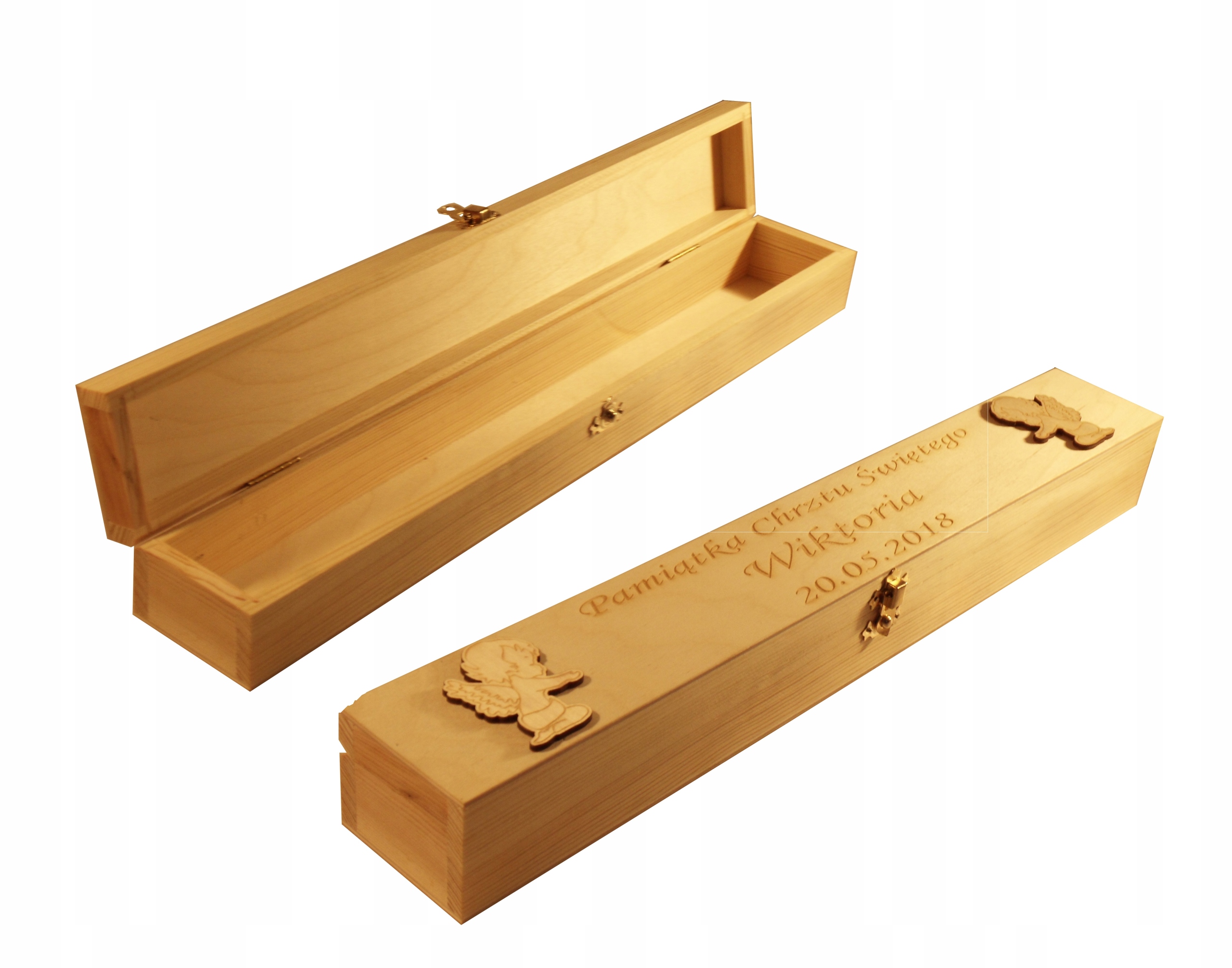 

Drewniane Pudełko do świecy Grawer chrzest komunia