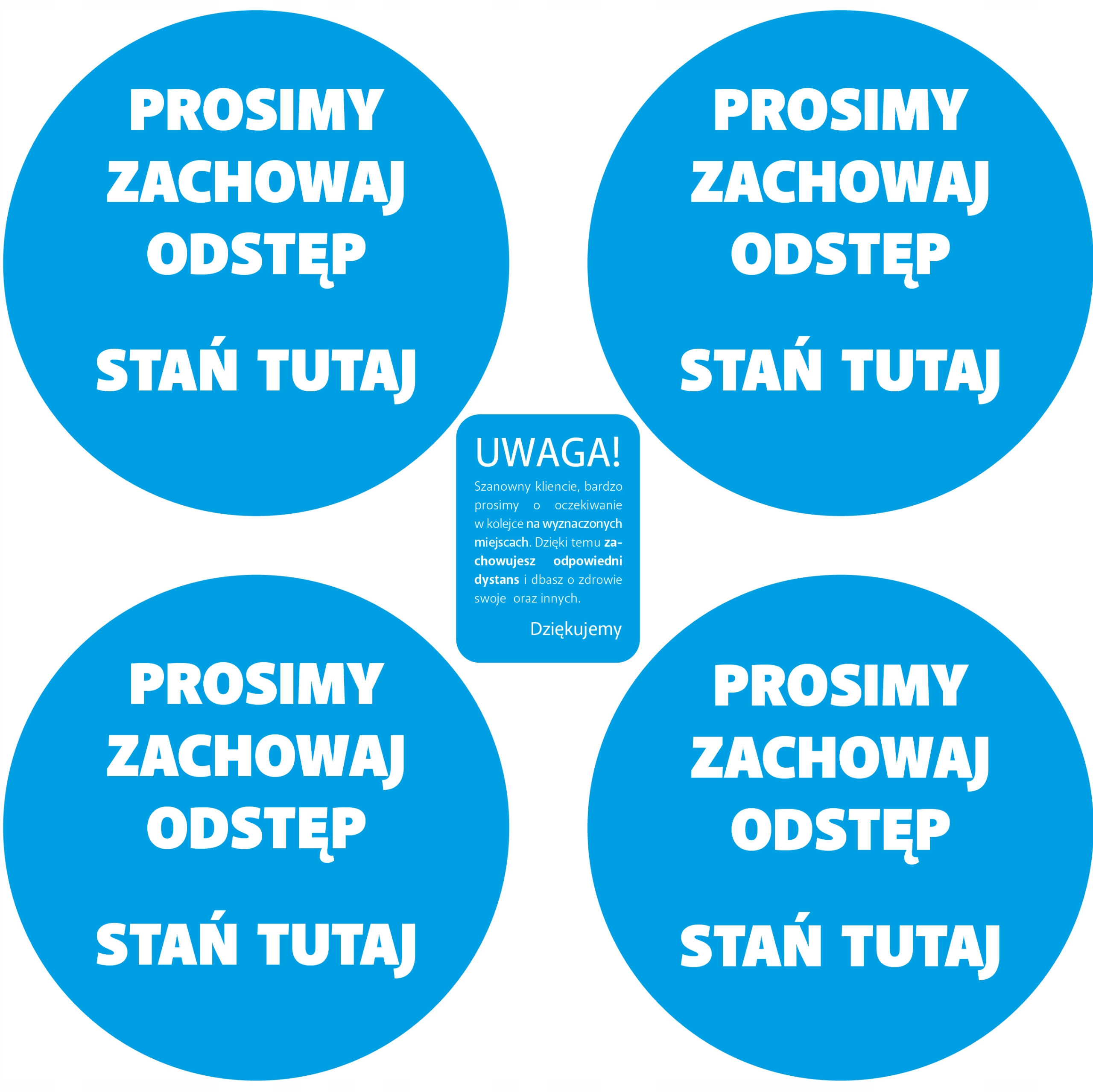 

Naklejki podłogowe Zachowaj Odstęp Dystans niebies