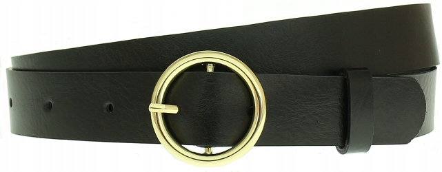 

elegancki szeroki paseczek pasek Czarny skórzany