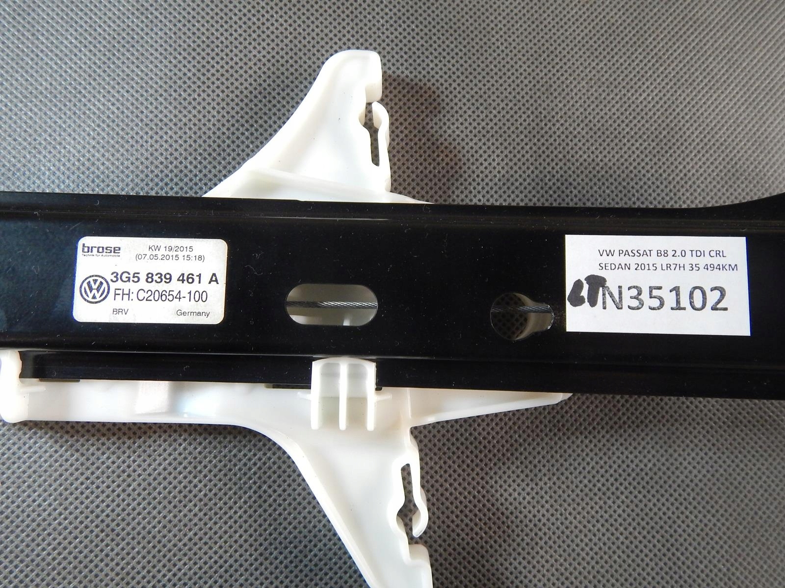 VW PASSAT B8 mechanism windows left rear part 3G5839461A