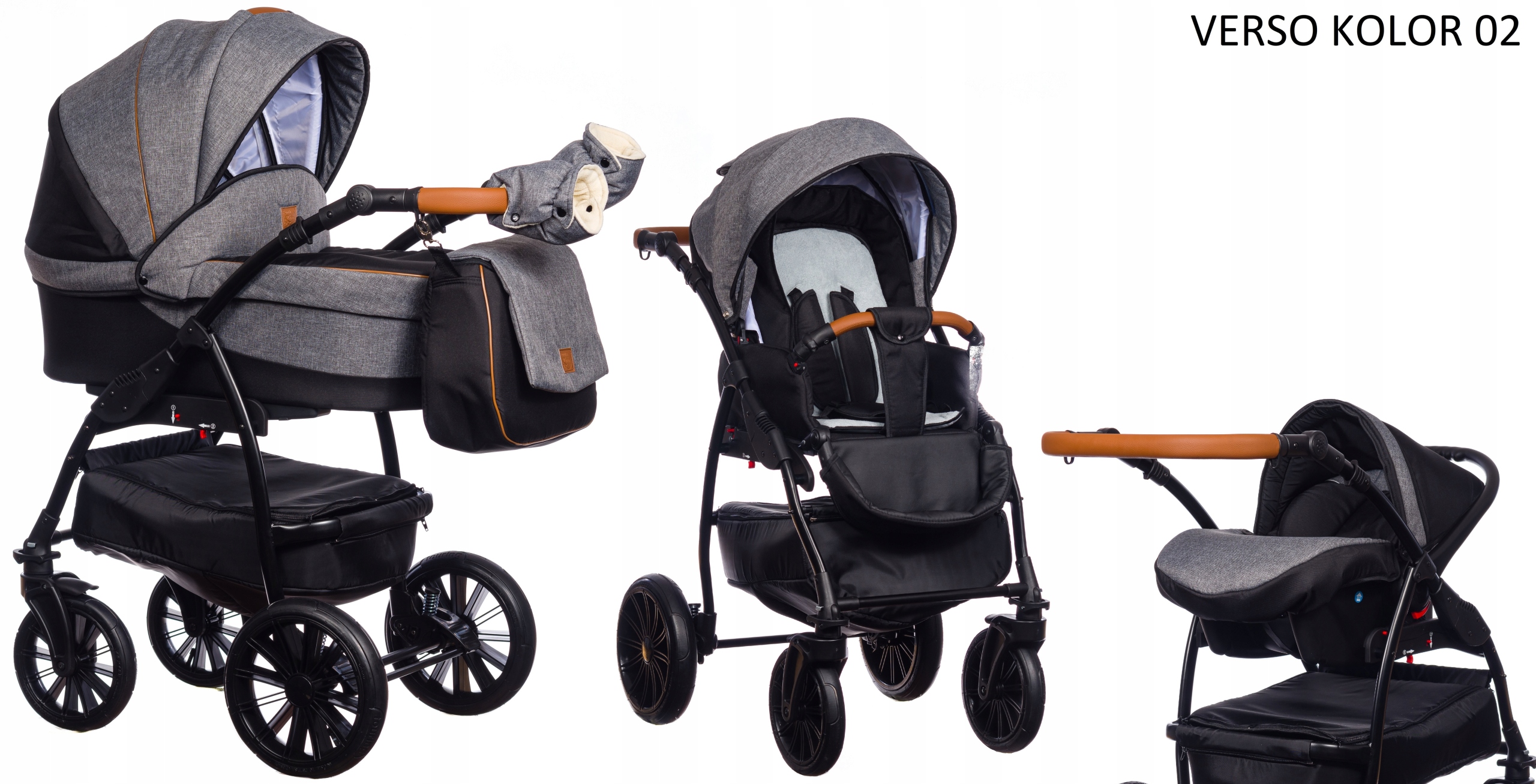 WÓZEK 3w1 GONDOLA + SPACERÓWKA + FOTELIK / Verso Marka Paradise Baby