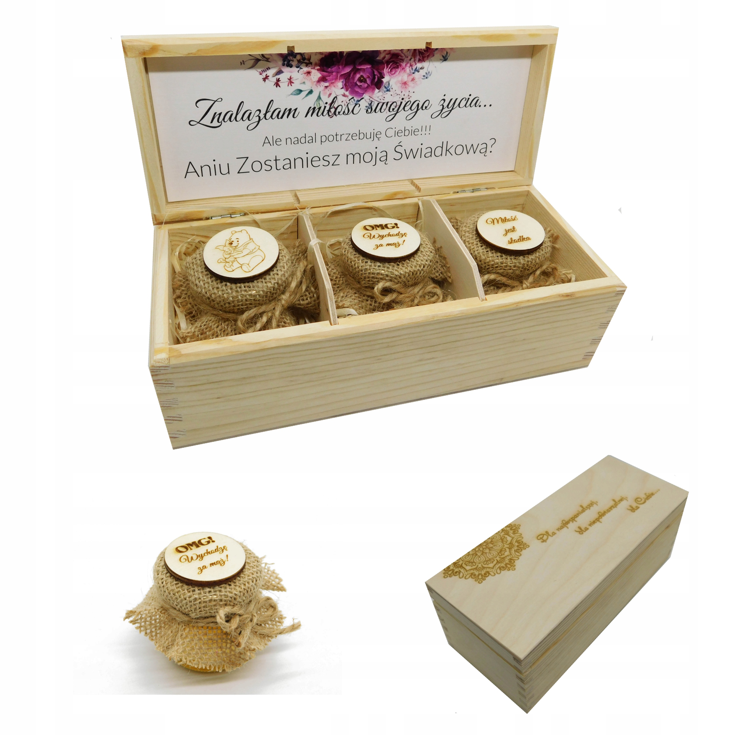 

Zestaw Giftbox dla świadkowej podziękowanie prośba