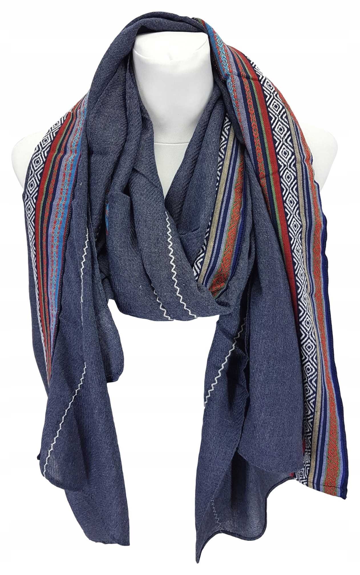 DELIKATNY LNIANY SZAL CHUSTA Z PIĘKNYM WZOREM