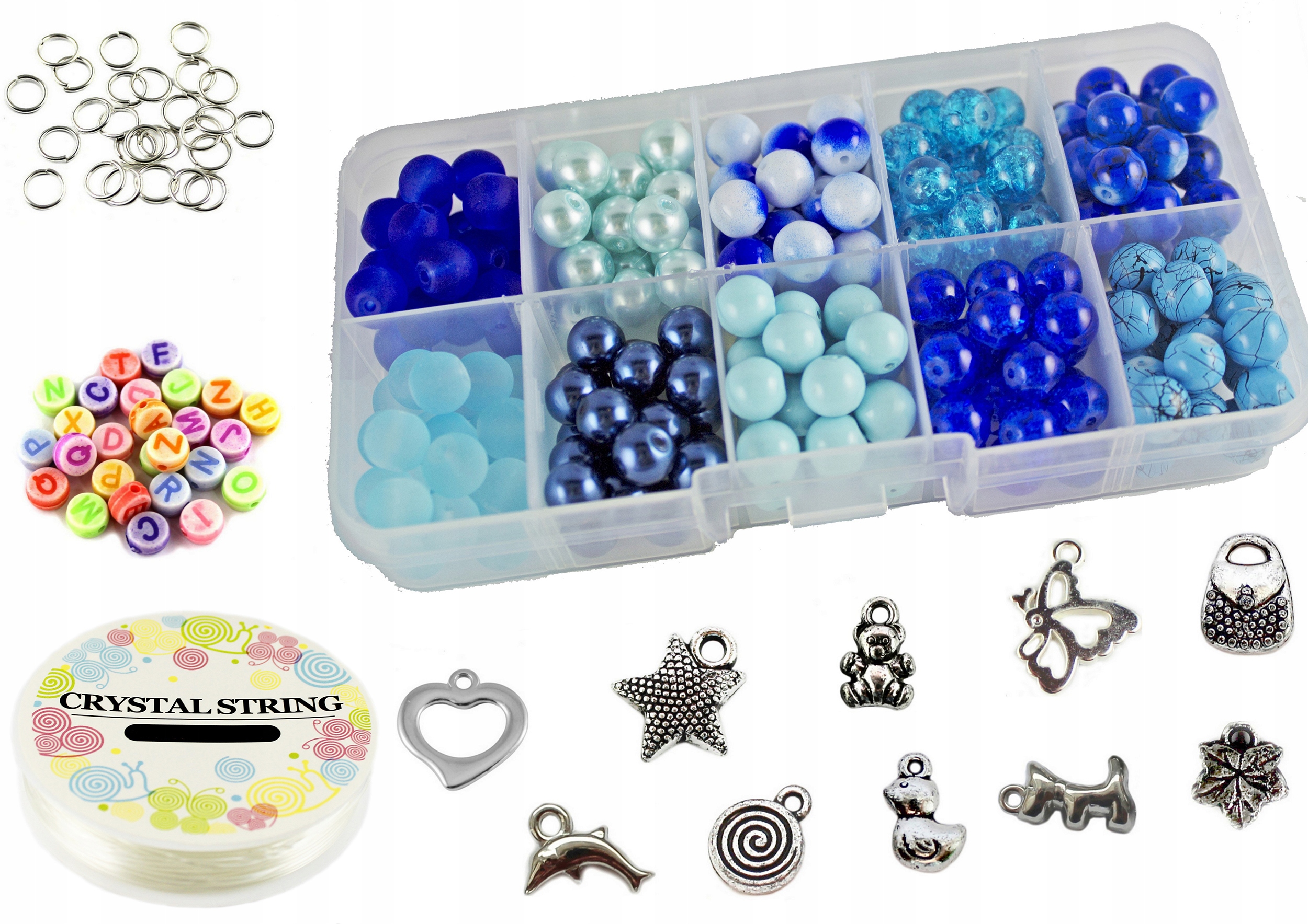 ZESTAW do BRANSOLETEK KORALIKI SZKLANE 10 kolorów Marka Meridda