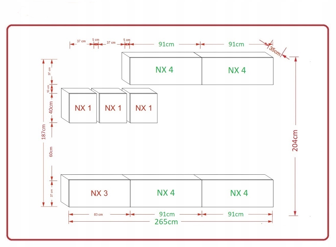Meblościanka Salon salsa Meble Połysk TORONTO 1B Kod producenta AN273-17BW-HG23 1B