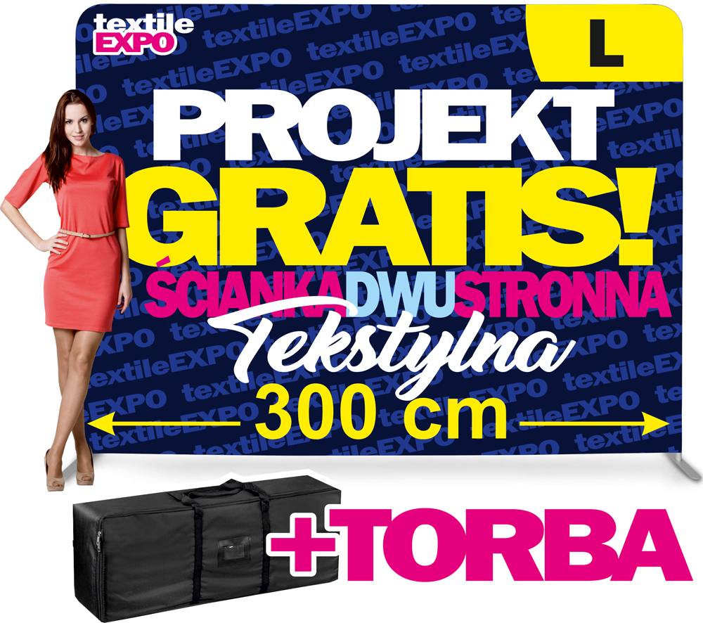 ŚCIANKA REKLAMOWA DWUSTRONNA +TORBA +PROJEKT