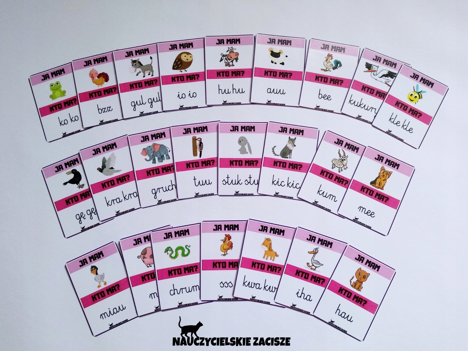JA MAM, KTO MA? | Onomatopeje Zwierzęta | gra dydaktyczna | 24 karty Wydawnictwo Nauczycielskie zacisze