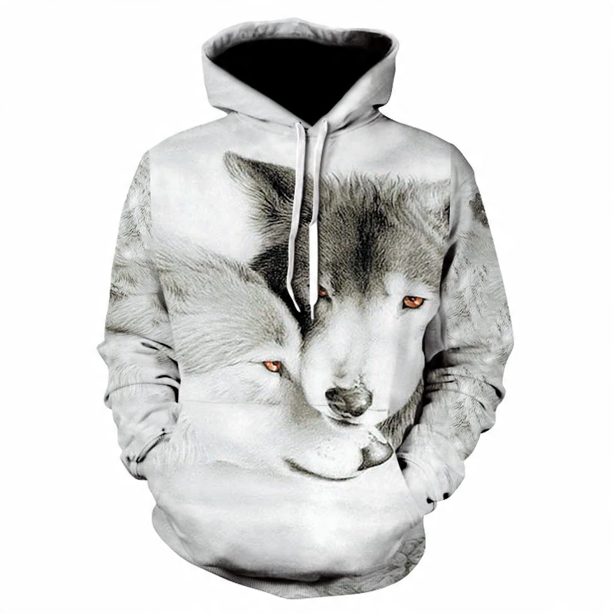 

Męska Bluza Z Kapturem Wilk Nadruk 3D R. 2XL