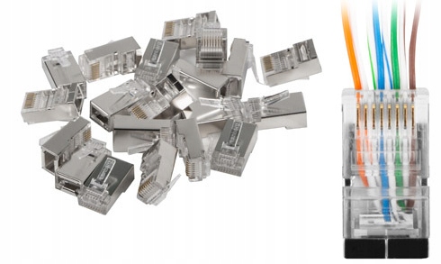 

10 szt Wtyk RJ45 kat5e pass through przelotowe Ftp