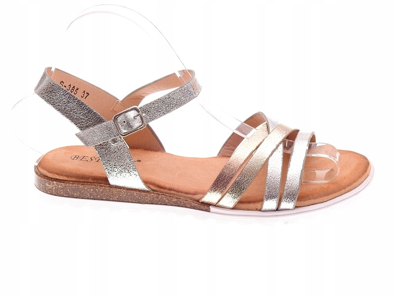 PIĘKNE SANDAŁKI DAMSKIE S-385 Silver r.38