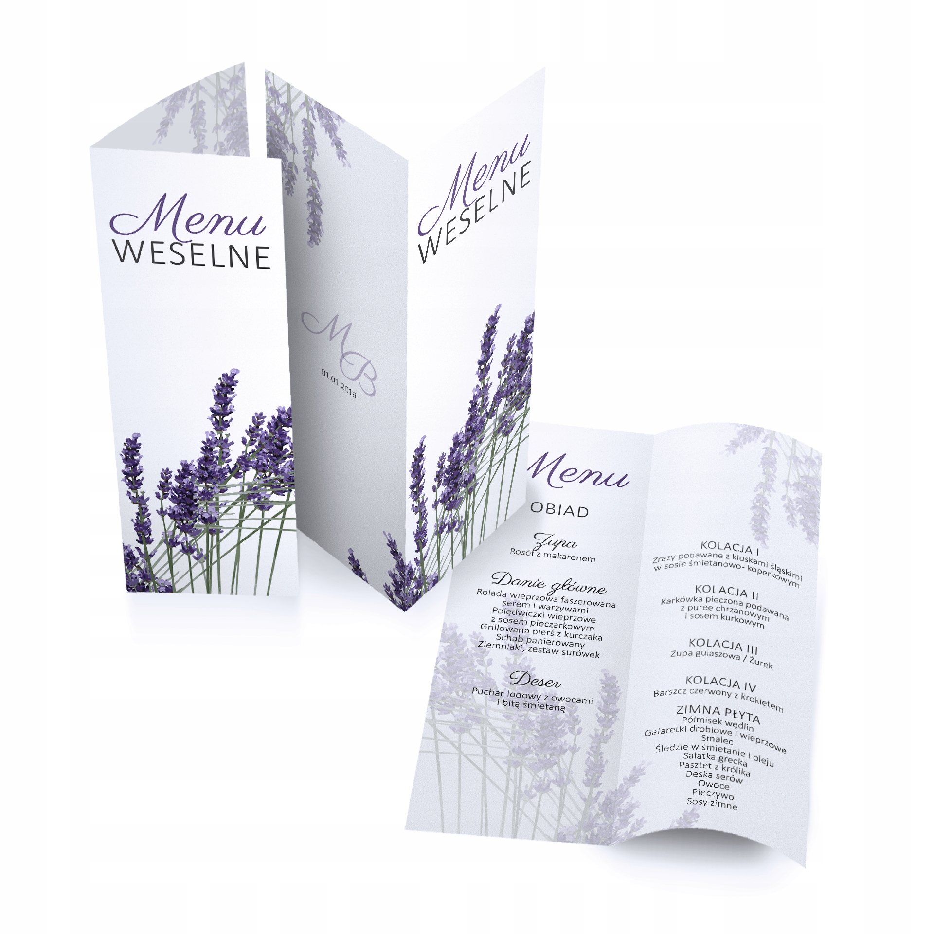 MENU WESELNE PERSONALIZACJA rustykalne lawenda Grubość papieru 300 g