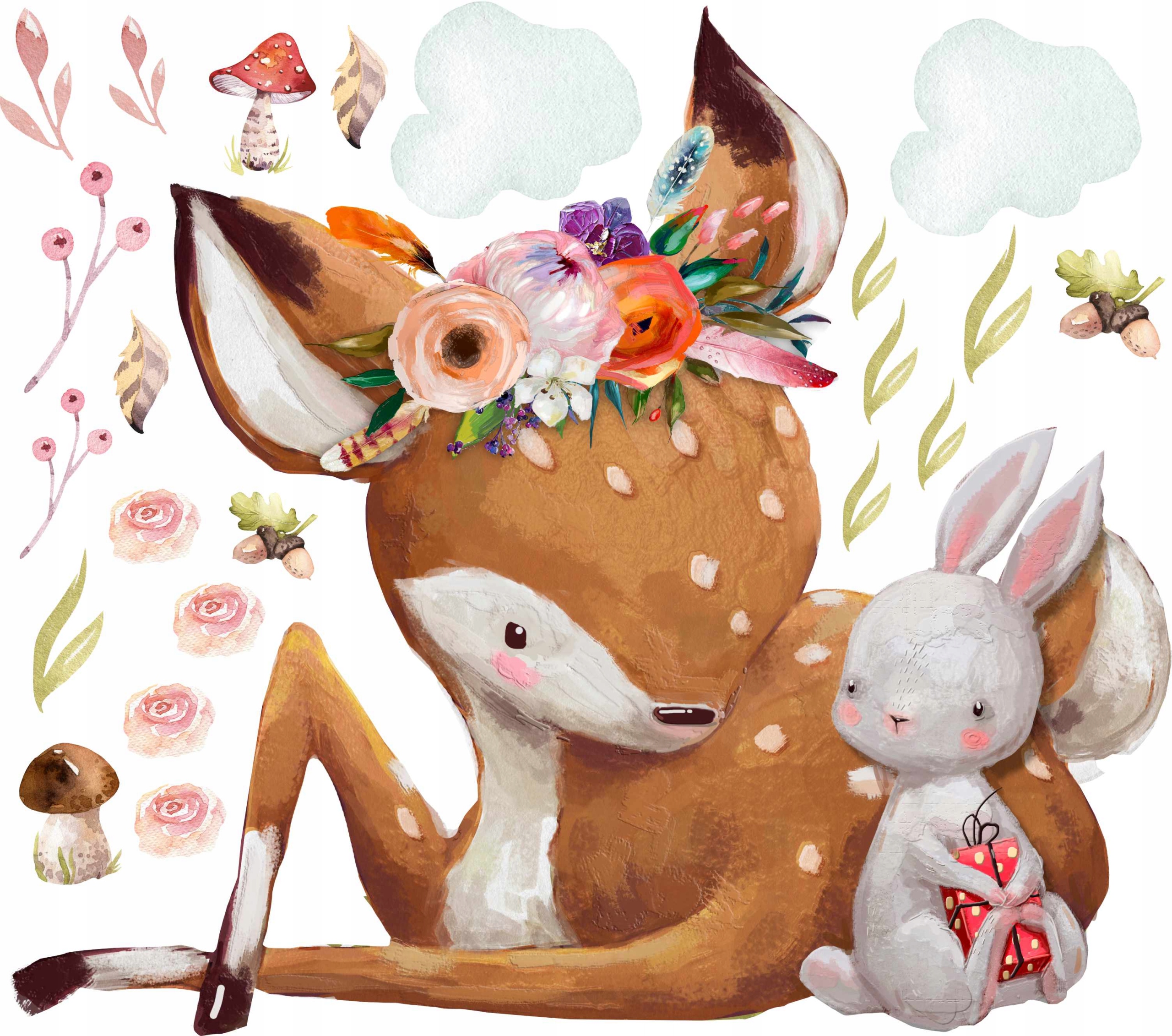 

naklejka na ściane sarenka z królikiem dla dzieci