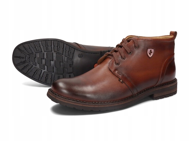 TRZEWIKI KOZAKI ZIMOWE POLSKIE SKÓRA 277 BRĄZ 40 Kolor brązowy