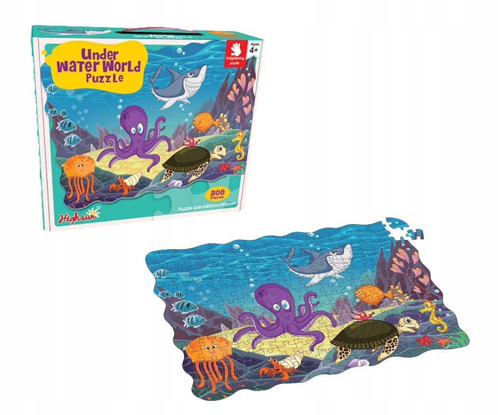 

Duże Puzzle Dla Dzieci Kolorowe Ocean Ryby 90x64cm