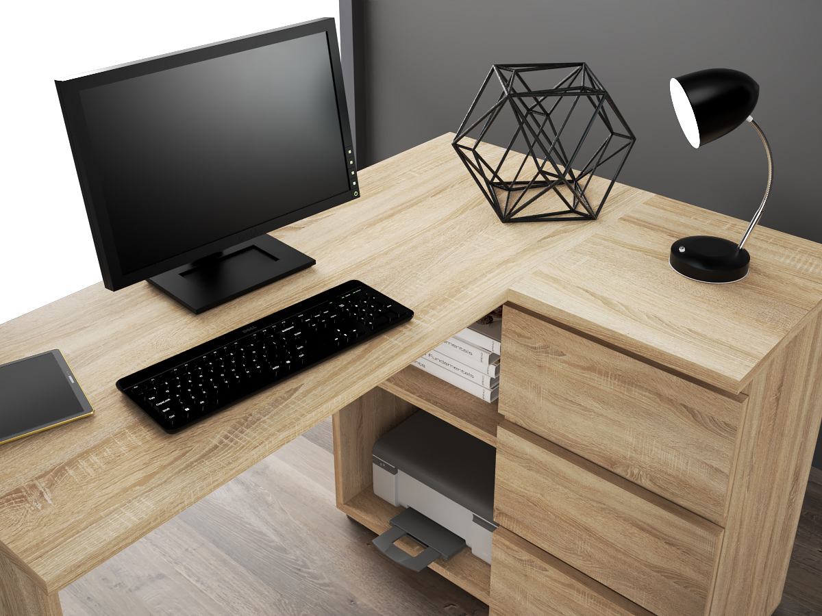 POJEMNE BIURKO NAROŻNE KOMPUTEROWE NEO SONOMA 3SZ Marka Martigo Plus