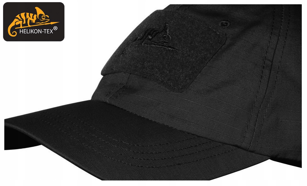 Czapka z Daszkiem HELIKON Bejsbolówka Regulowana RipStop Velcro Czarna Kod producenta CZ-BBC-PR-01