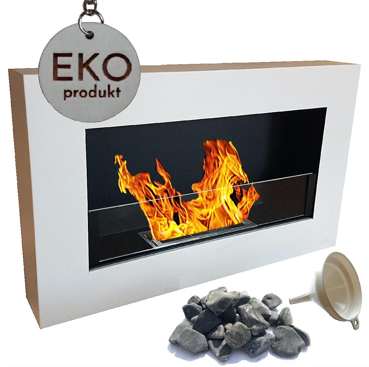 

Biokominek Box In Flat 65x40 650x400 biały Szyba