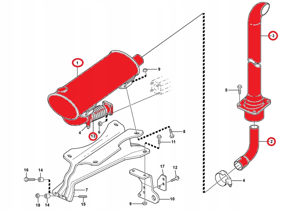 11890338 11890160 - ГЛУШИТЕЛЬ ДЫМОХОД ФИТИНГИ VOLVO BL71 КОМПЛЕКТ UNIMOT OEM