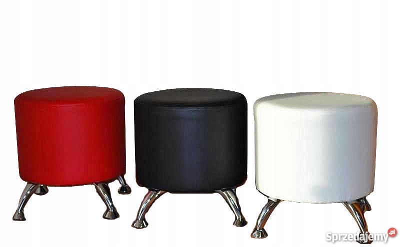 Pufy-Pufa OKRĄGŁA NA NÓŻKACH chromowanych